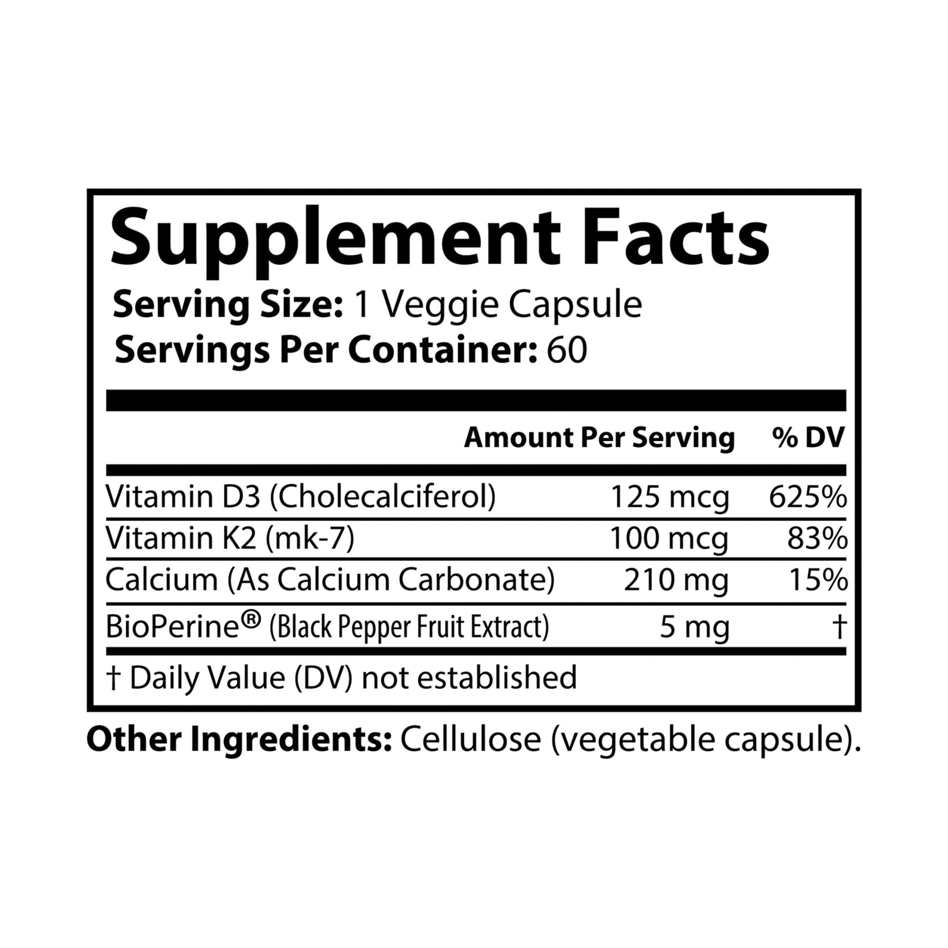 Vitamin K2 + D3 Supplement (60 Capsules) - Food Supplements - MVP Supplements